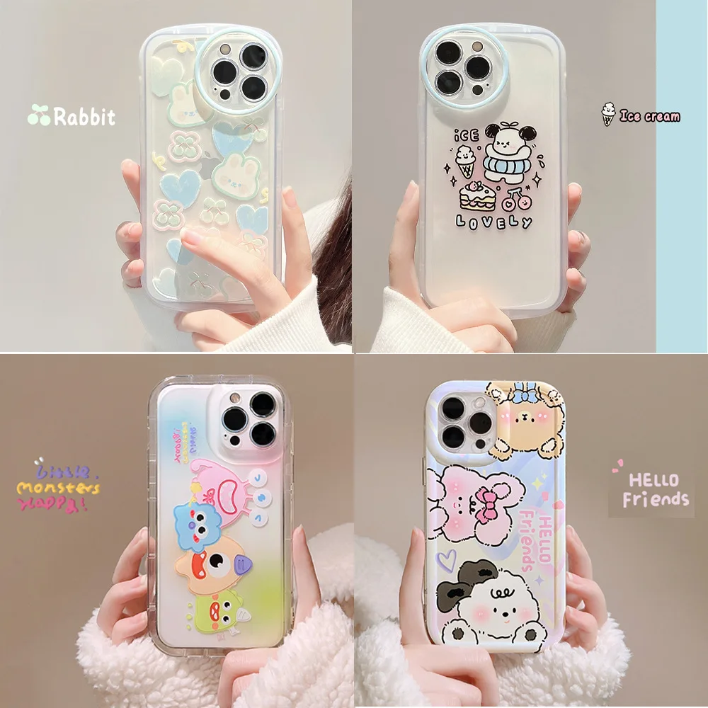 

Fun Cartoon Crocodile Suitable For iPhone 16 15 14promax phone case Transparent Silicone For iPhone 13 12pro 11 Cover