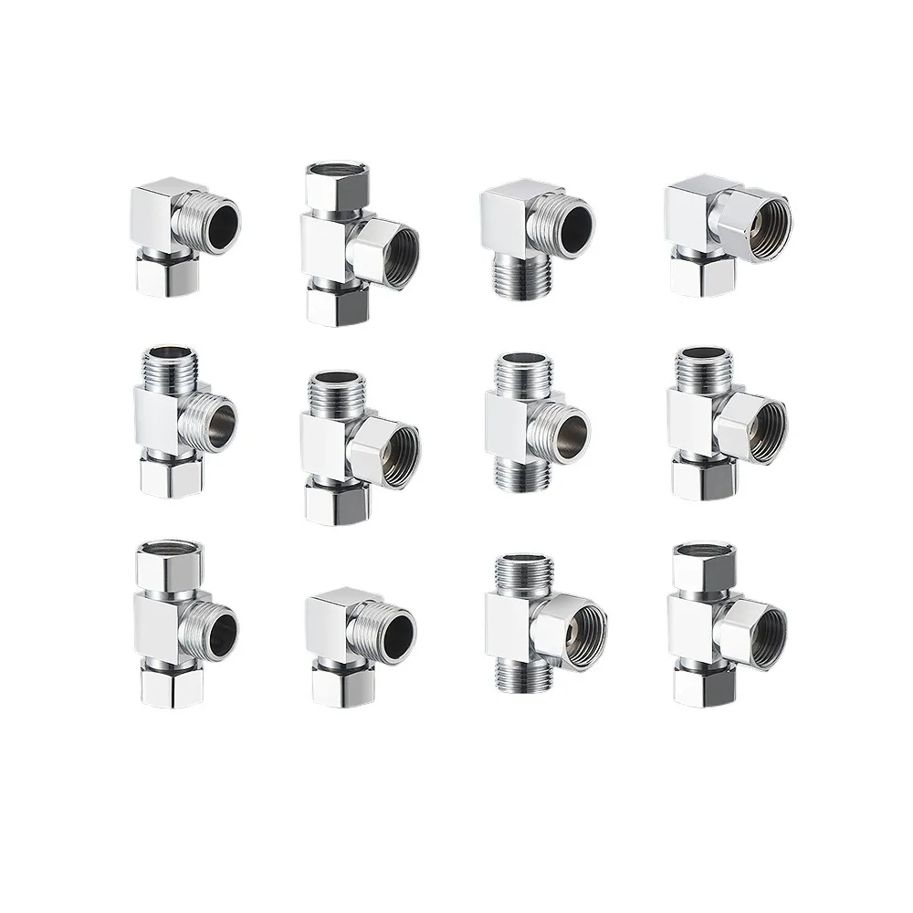 

DN15 G 1/2" BSP Male Female Union Elbow Tee 3 Ways Corss 4 Ways Splitter Chrome Plated Brass Pipe Fitting Connector Water