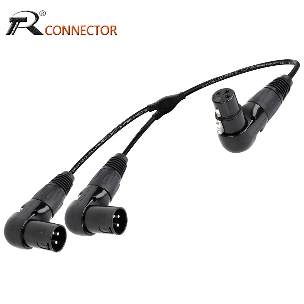 

Y Splitter 3Pin Right Angle XLR Male/Female to Dual XLR Female/Male Audio Extension Cable for MIC Mixer Stage Lighting Device