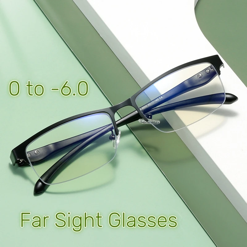 

Ультралегкие очки унисекс, новые мужские очки в полуоправе, деловые очки для близорукости, блокирующие синий свет, защита глаз, очки для близорукости