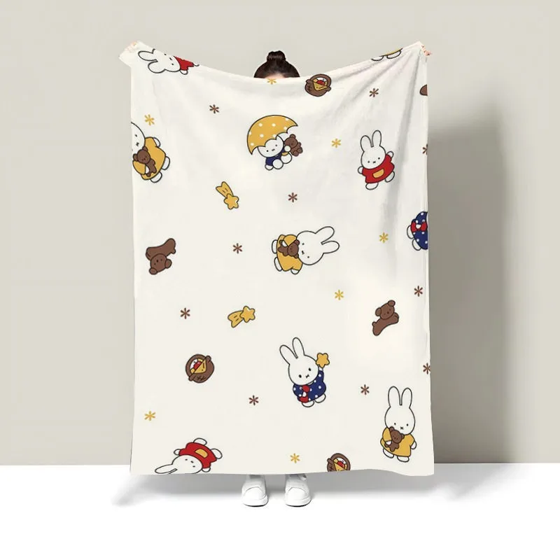 Miffy Kawaii Anime Cute Blanket Throw Blanket Student Dormitory Living Room Sofa Nap Air Conditioning Blanket Practical Simple