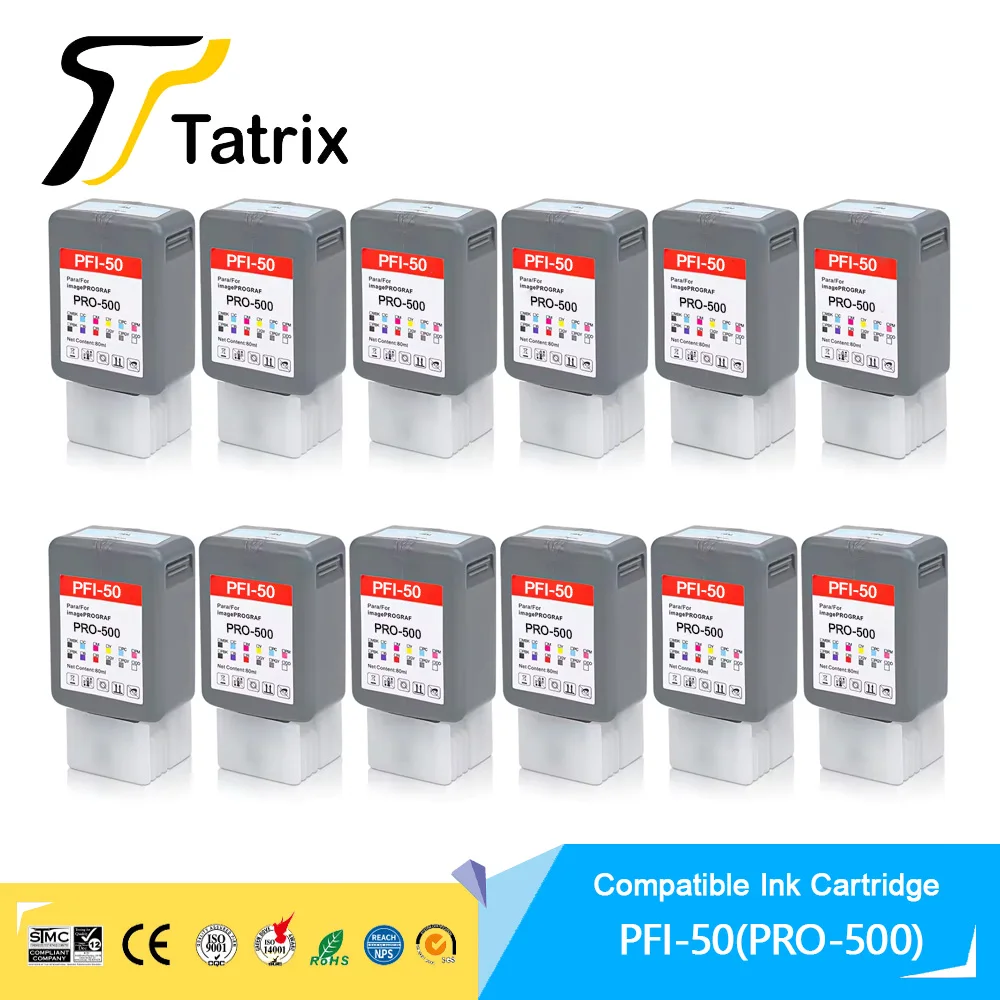 Tatrix PFI-50 PFI50 PFI 50 Premium Compatible Printer Color Ink Cartridge for Canon imagePROGRAF PRO-500 PRO 500 Printert