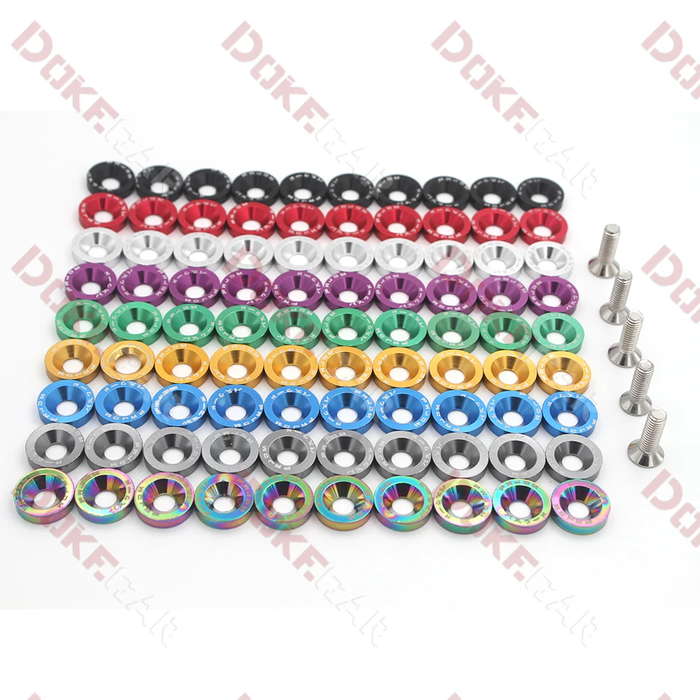 10PCS M6 Car Universal Styling Modification JDM Hex Fasteners Fender Washer Engine Recesses Auto Parts