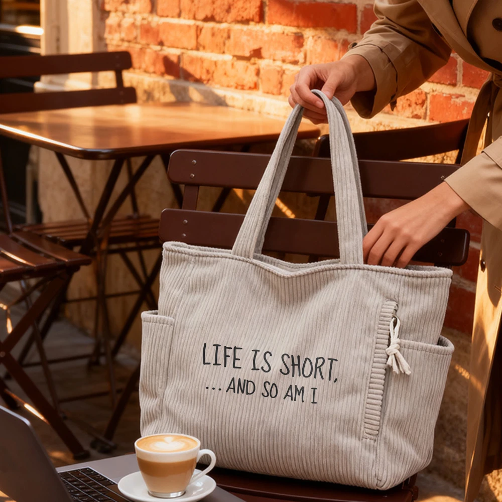 

Вельветовая сумка-тоут с карманами, забавная большая сумка через плечо, эстетичная повседневная сумка для миниатюрных женщин, идеальный подарок для подруг