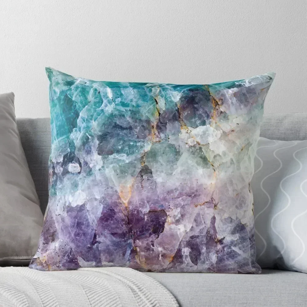 

Turquoise & Purple Quartz Crystal Throw Pillow Ornamental Pillow Luxury Cushion Cover christmas decorations for home 2025 pillow