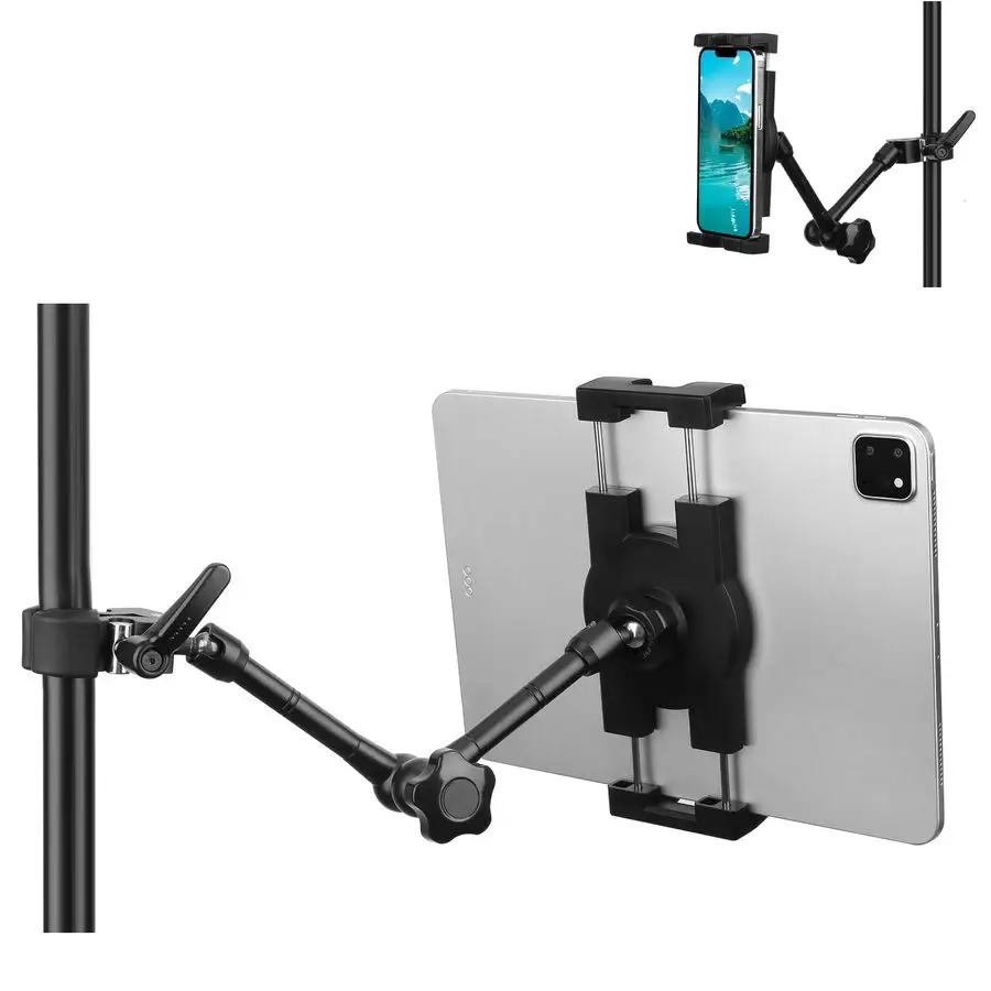 

Holder for Microphone Stand Mic Music Stand,Tablet Mount Compatible with 4.712.9 Nexus LG G Pads eReader Switch iPhone,360 Adjus