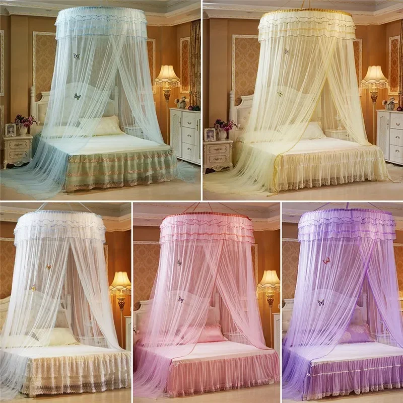 Romantic Hung Dome Mosquito Net Princess Students Insect Bed Canopy Netting Lace Round Luxury Mosquito Nets Curtain Bed Tent