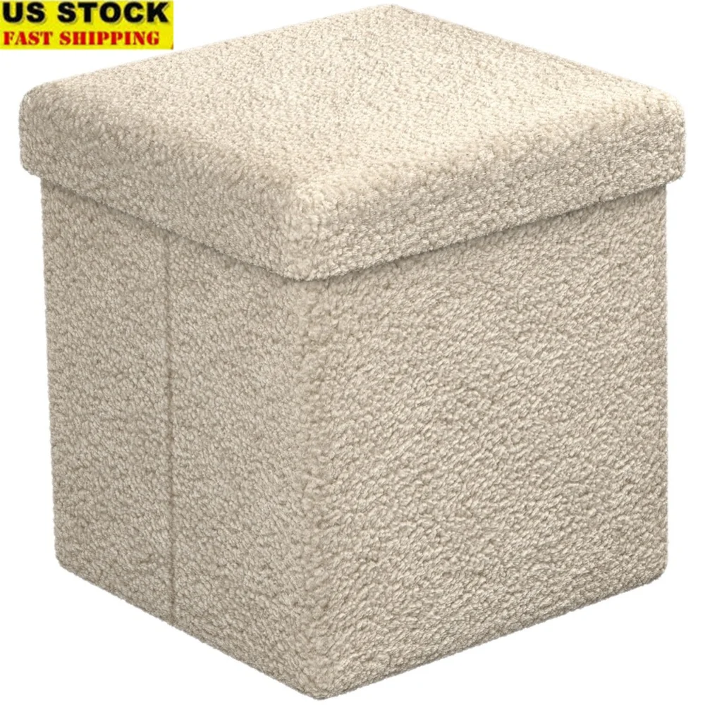 

Складной османский кубический пуф для хранения шерпы, табурет для внутреннего использования, мягкая подставка для ног из плюшевой ткани, дополнительное решение для хранения игрушек