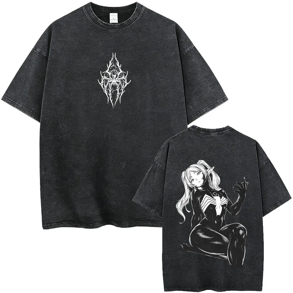 

Washed Vintage Anime Frieren: Beyond Journey's End Frieren T-shirt Men Women Casual Humor Manga T-shirts Men's Cotton T Shirts
