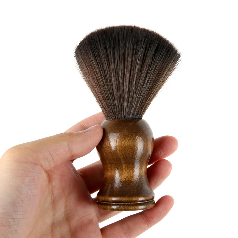 Soft Nylon Shaving Brush Portable Soft Brush Sweeping Salon Cleansing Foam Brush Wooden Handle Beard Brush