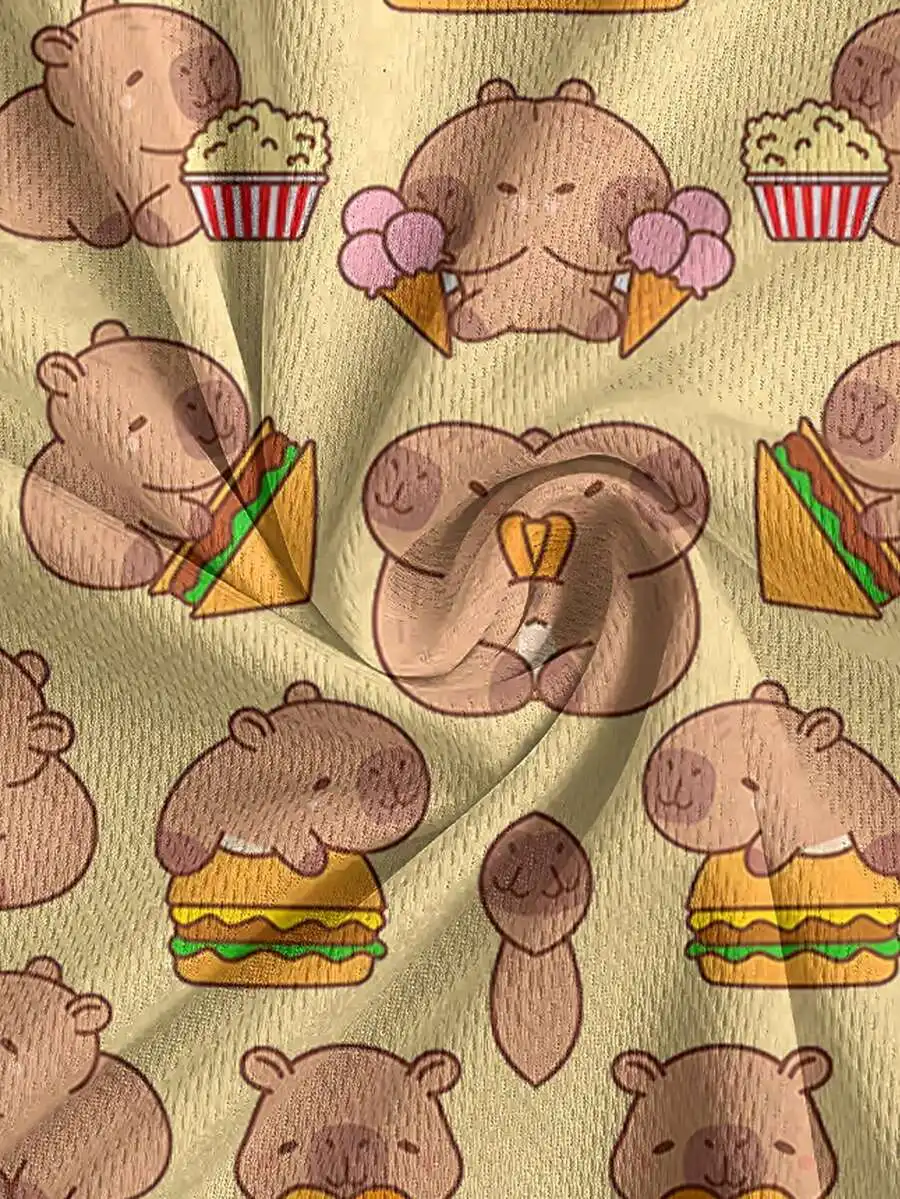 

Mens Quick Dry Swim Trunks With Cute Capybara Food Print Casual Beach Shorts