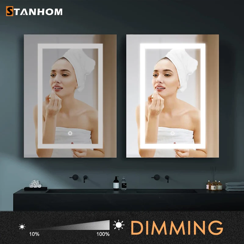 UKCA CE RoHS Mirror Bathroom Cabinet Custom Large LED Mirror Storage Metal Cabinet Manufacturer view 3