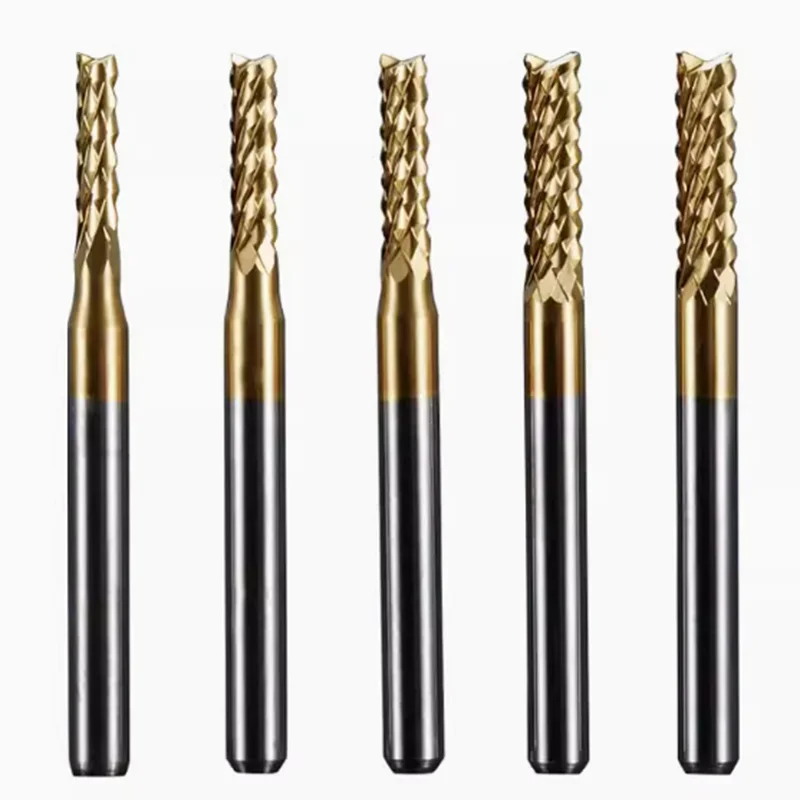 1pc Durable 0.6mm-3.175mm Titanium Coated Carbide Milling Cutter Engraving Edge Cutter CNC Router Bits End Mill for PCB Machine