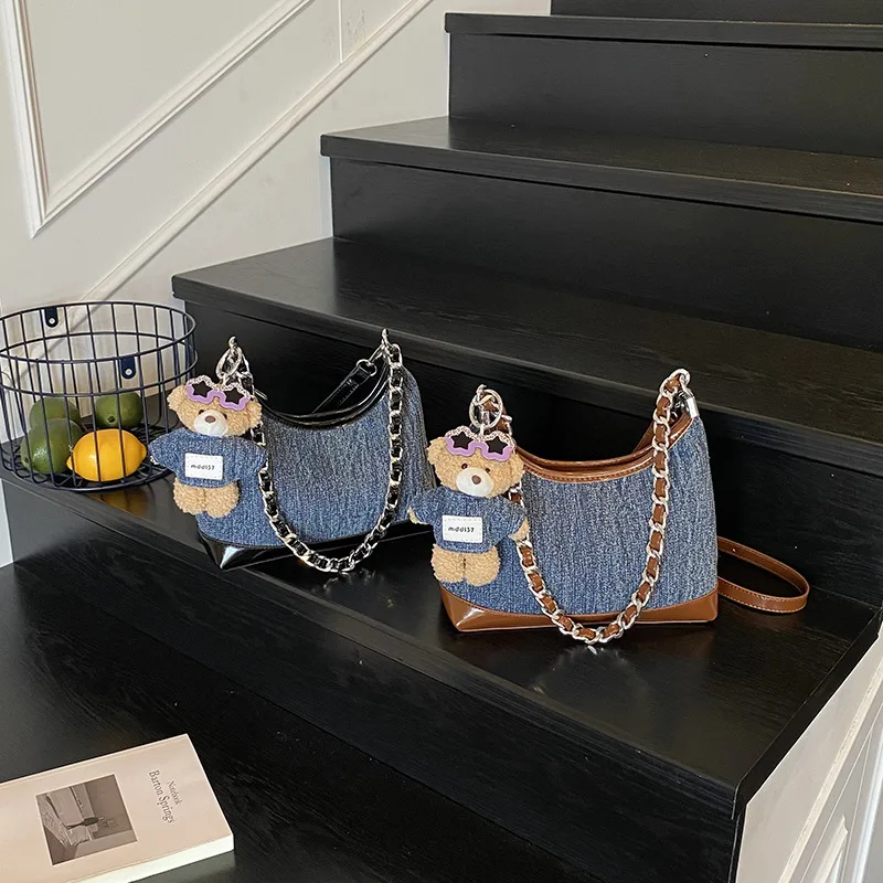 

Retro Crossbody Bags for Women Shoulder Bags Denim Chain Purse and Handbags Designer Bag Female Bags Bolso Marca Lujo Сумка Sac