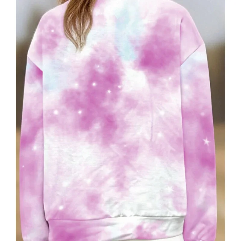 2026 Trendy Girls Tie Dye Sweatshirt - "Have A Good Day" Smiley Flower Graphic Casual Pullover Top