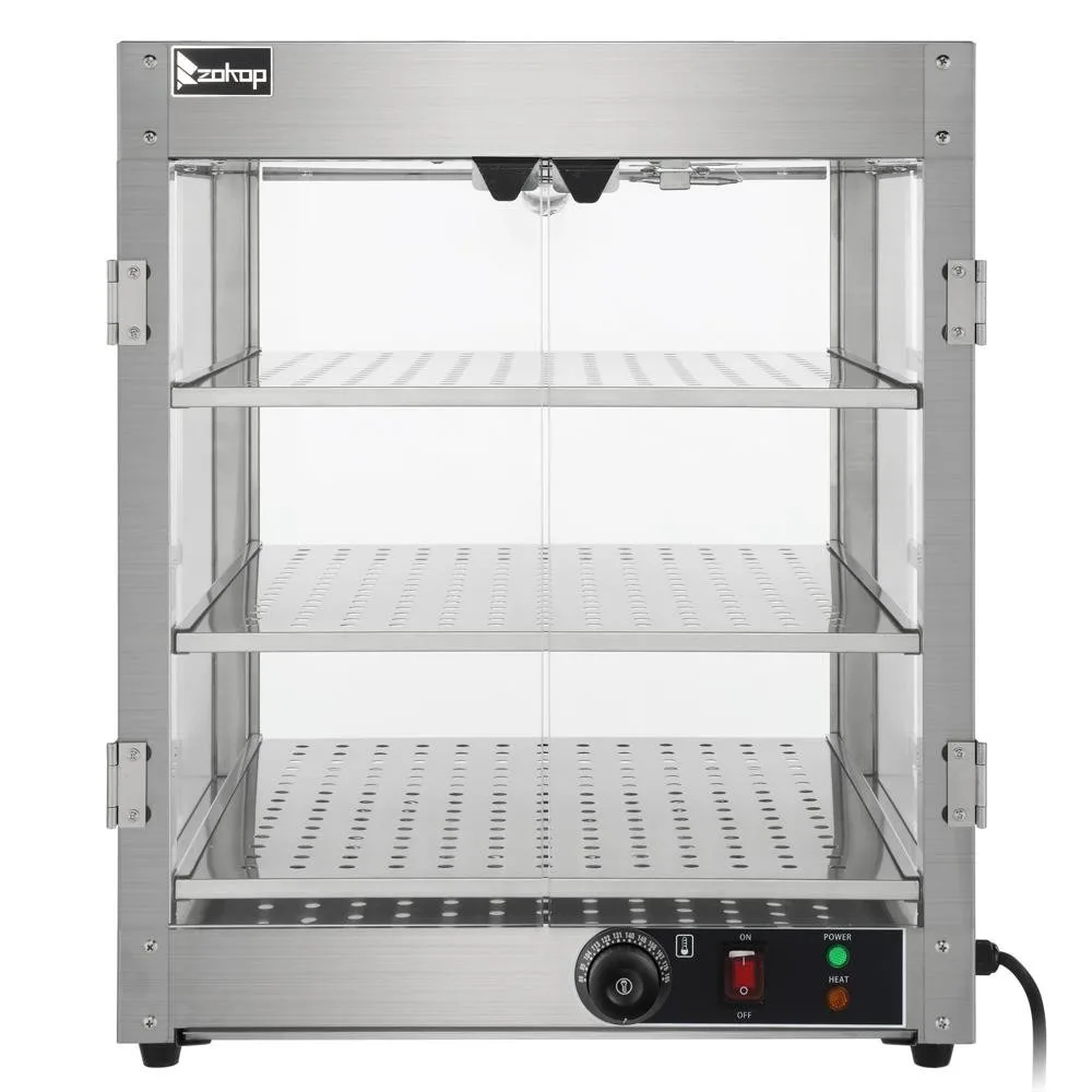 Gabinete de servicio de vitrina de calentador de pizza de comida de calor comercial eléctrico de 3 niveles