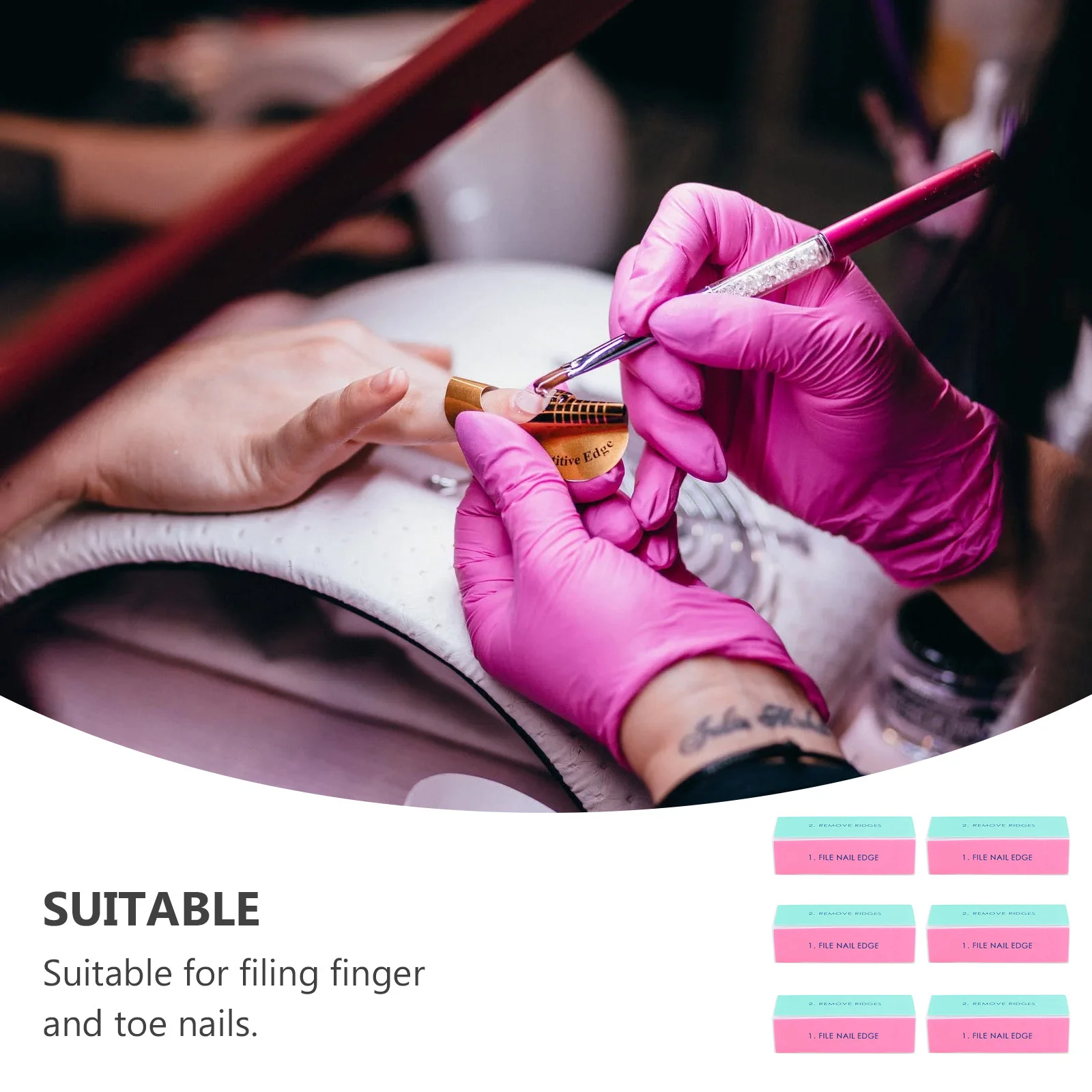 Blocos de buffer de lixa de unha, 6 peças, material de esponja, 4 lados, polidor de unhas, ferramentas de manicure, adequado para uso profissional doméstico