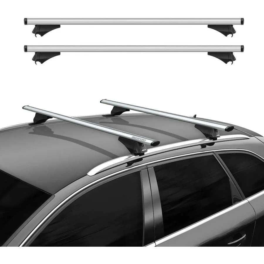Roof Rack Cross Bars for Car SUV Truck 165Lbs Load Capacity Fits FlushMounted Roof Rails 48 Inch Silver 2Pcs Lockable Compatibl