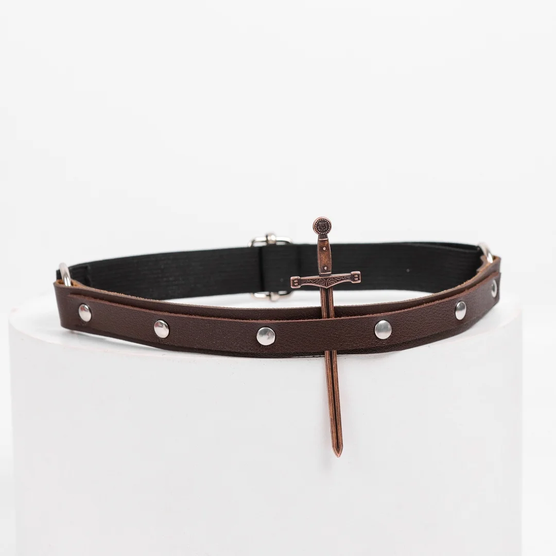 Adereços de perna medieval, 2 peças, couro pu, punk, rebite, leggings, arnês com espada de metal, cinto de adereços de halloween