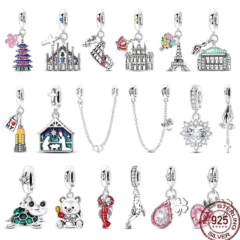 New 100% 925 sterling silver Paris Eiffel Tower charm suitable for original pand bracelet DIY jewelry making women's gift