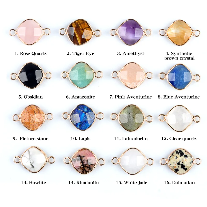 

3 Pieces Natural Stone Charms Crystal Agate Facted Connectors for DIY Accessories Necklace Bracelets Jewelry Making Pendant 15mm