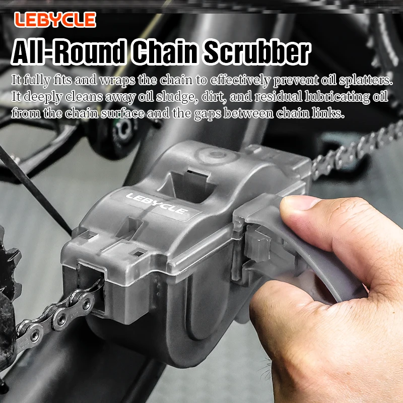 LEBYCLE MTB Road Bike Chain Cleaner Scrubber Tool Bicycle Chain Cleaning Tool Bike Chain Rust Removal Maintenance Cleaner Tool