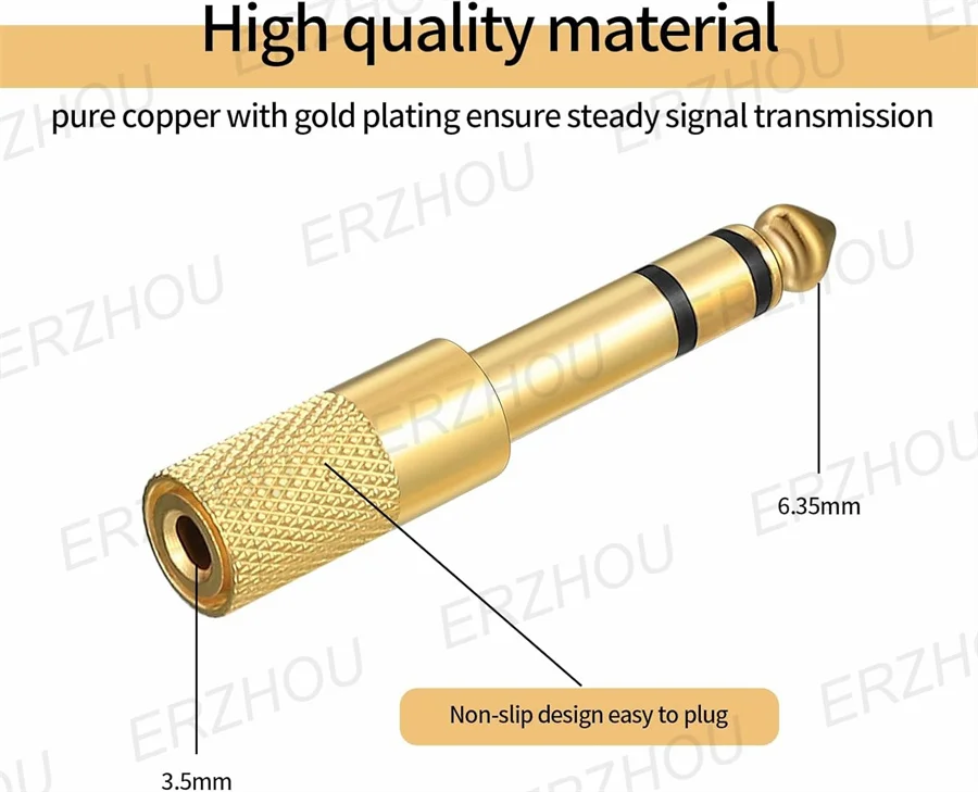 10PCS Hifi 1/4 Inch 6.35mm Male to 3.5mm Female Stereo Headphone Audio Adapter Amplifier Mixer Guitar 6.35 to 3.5 Converter