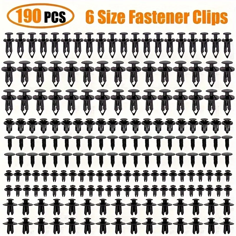 190pcs Car Retainer Clips 6 Size Plastic Fasteners Kit Auto Trim Panel Clip Mixed Car Body Bumper Rivet Set Replacement push pin