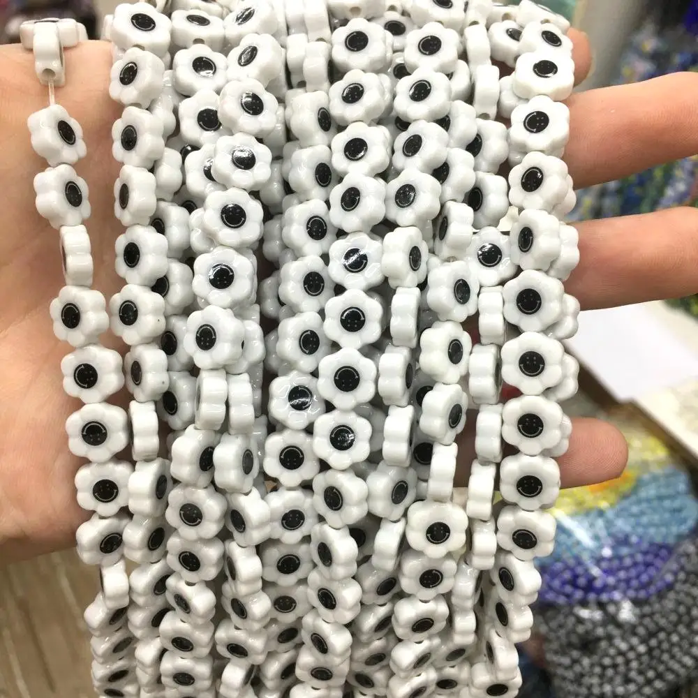 Glass Smile Flower Bead Cute Lampwork Glass Loose Beads For Jewelry Making DIY Bracelet Necklace Accessroeis