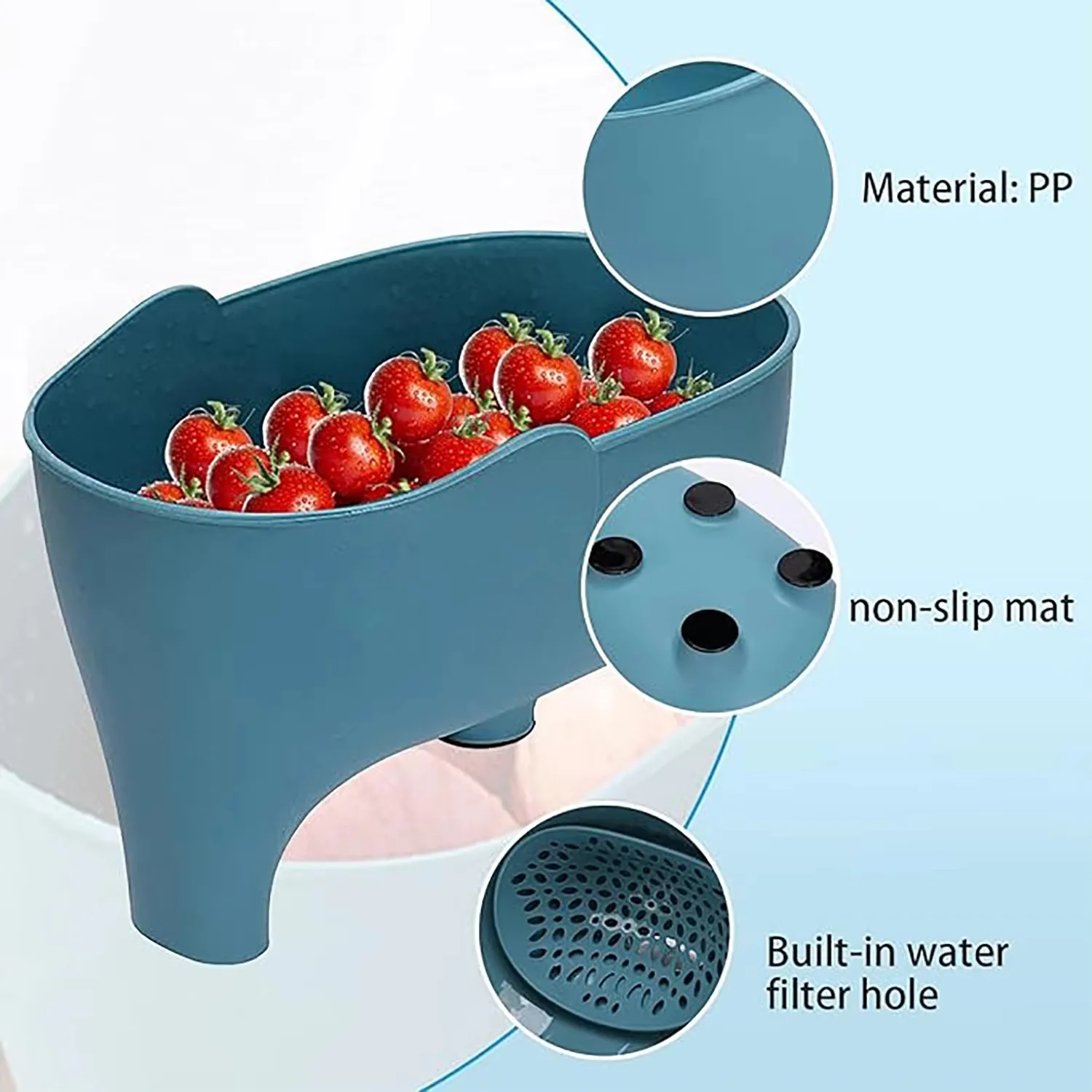 Elephant Drain Basket Multi-purpose Kitchen Storage Drain Basket Household Fruit and Vegetable Basket Plastic Drain Basin