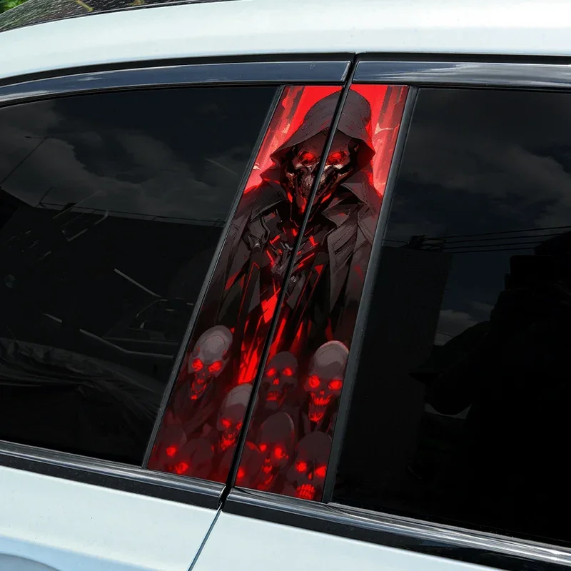 Flame Skull Car Stickers, Auto B Pillar, Decoração impermeável Capa Scratch, DIY Car Doors, Decalques de vinil protetor solar, 1Pc, 2Pcs