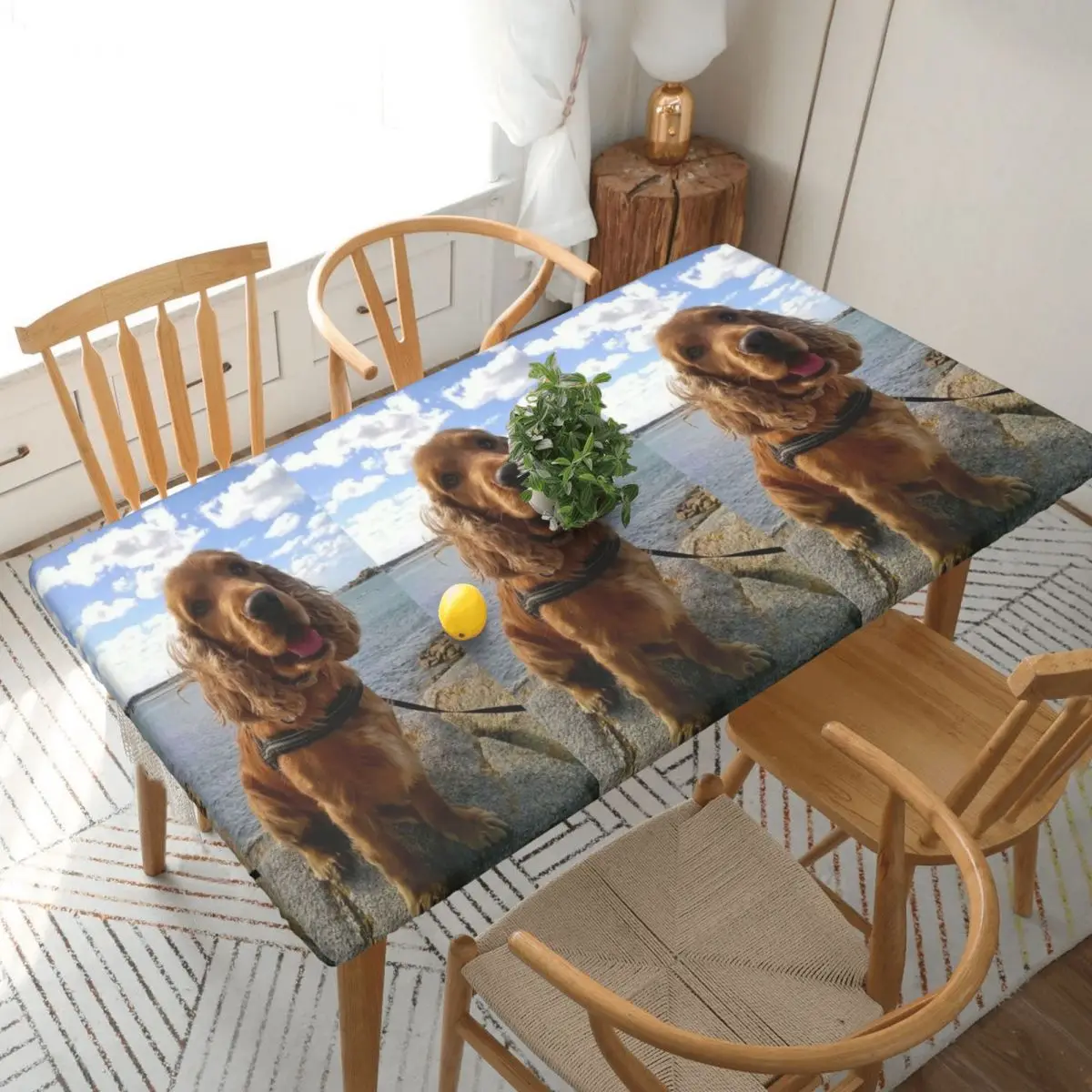 Funny Cool Cocker Spaniel Dog Animal Custom Rectangular Tablecloth Oilproof Table Cover for Dining Events Table Cloth
