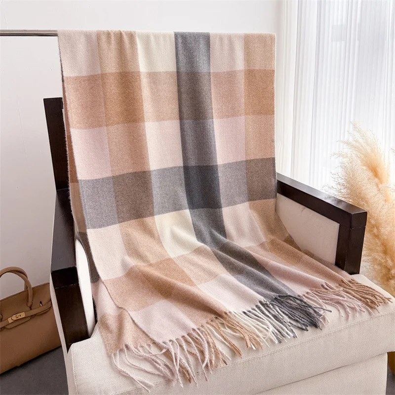 

2025 NEW Luxury Cashmere Women Plaid Scarf Winter Warm Shawl and Wrap Bandana Pashmina Long Tassel Female Foulard Thick Blanket