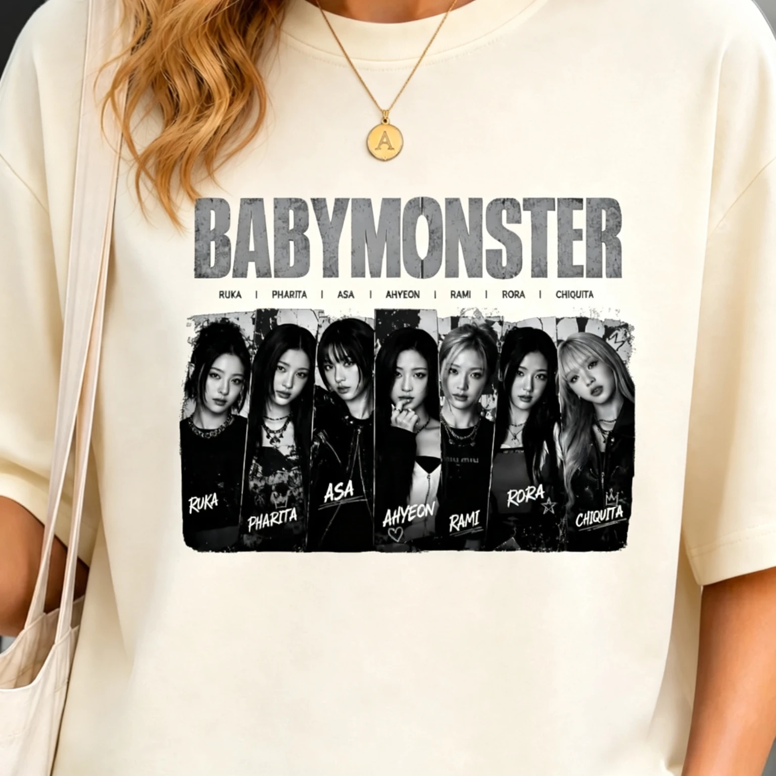 BABYMONSTER Gruppenfoto-Grafik-T-Shirt, Kpop-Fans, kurzärmeliges T-Shirt mit Aufdruck der Mitglieder, Damen-, Herren- und Kinder-T-Shirt – Detail 10