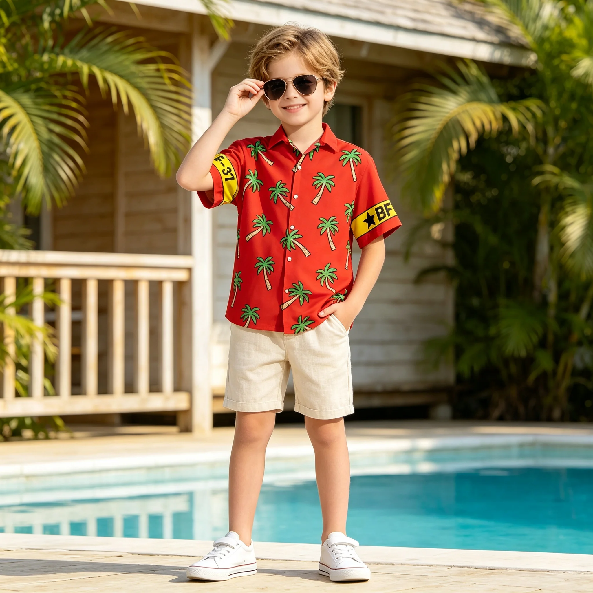 One Piece Franky Coconut Palm Tree Printed T Shirt Shirt Kids Adults Summer Short Sleeve Button Up Casual Beach Vacation Top