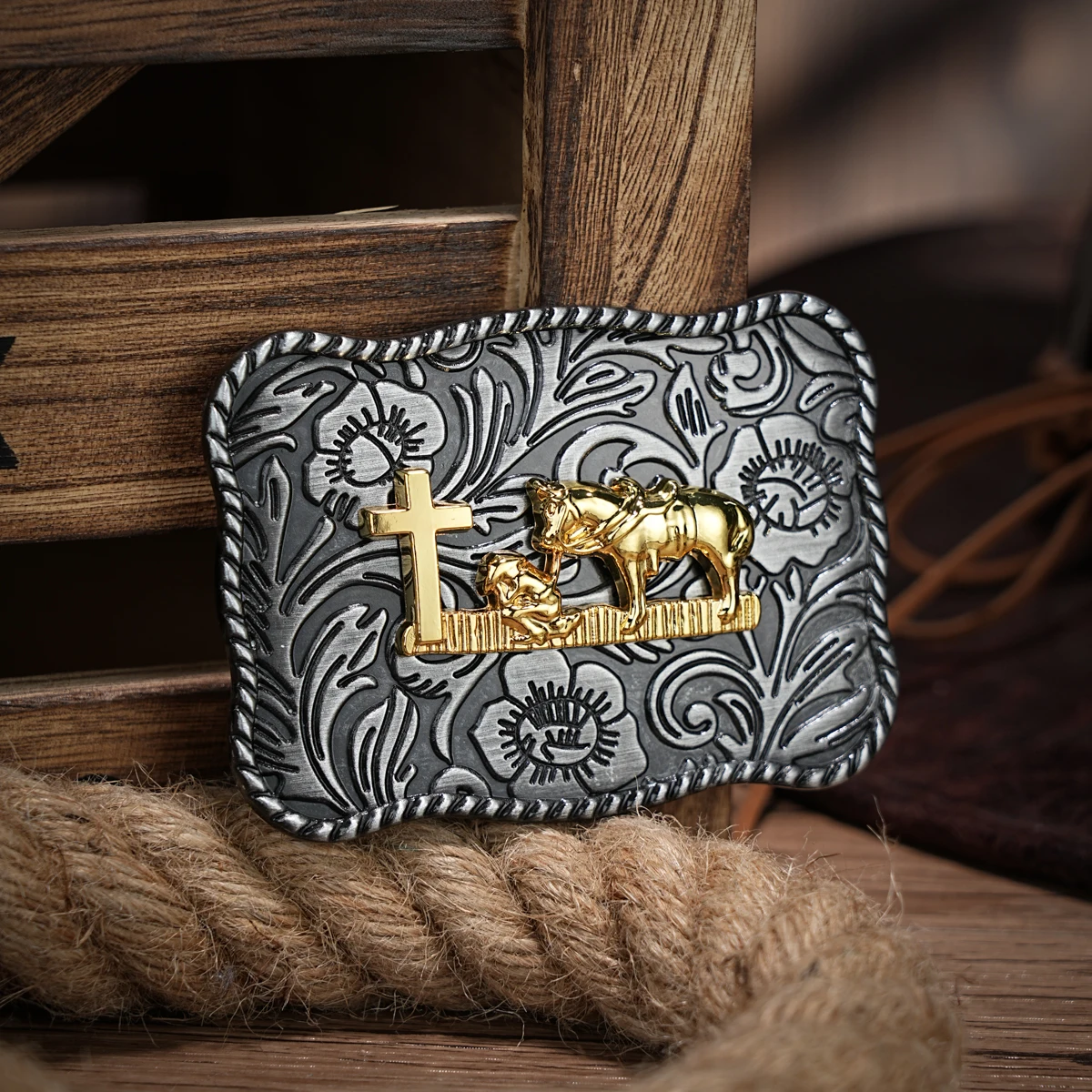 Western Belt Buckle Initial Vintage-Cowboy Rodeo Large Belt Buckle for Men Women