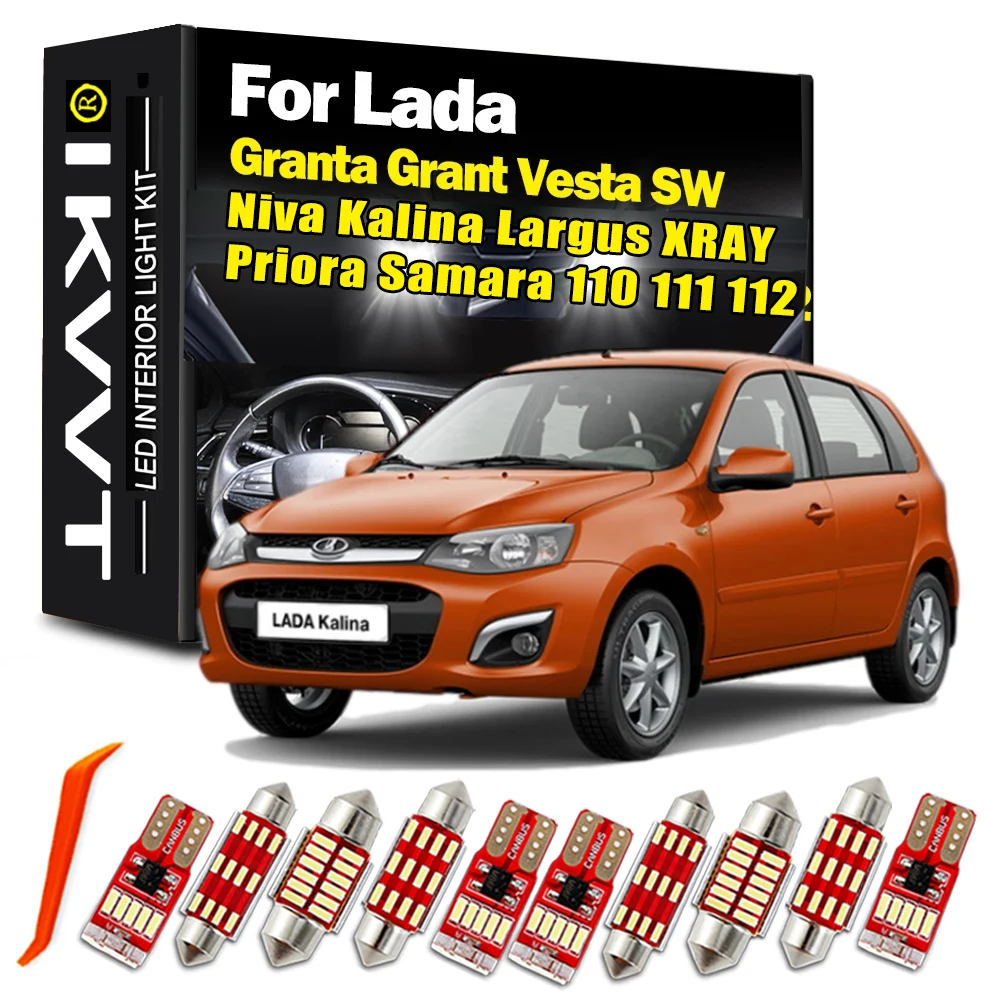 IKVVT Canbus LED Interior Light Kit For Lada Granta Grant Vesta SW Niva Kalina Largus XRAY Priora Samara 110 111 112 Car Bulbs