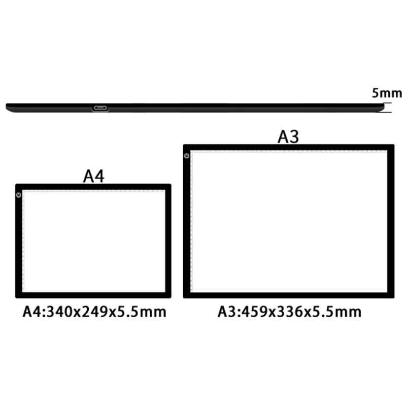 Imagem -04 - Digital Gráfico Desenho Tablet Led Pintura Diamante Luz Pad Board Placa Portátil para X-ray Film Viewer Wacom a4 a3 a2