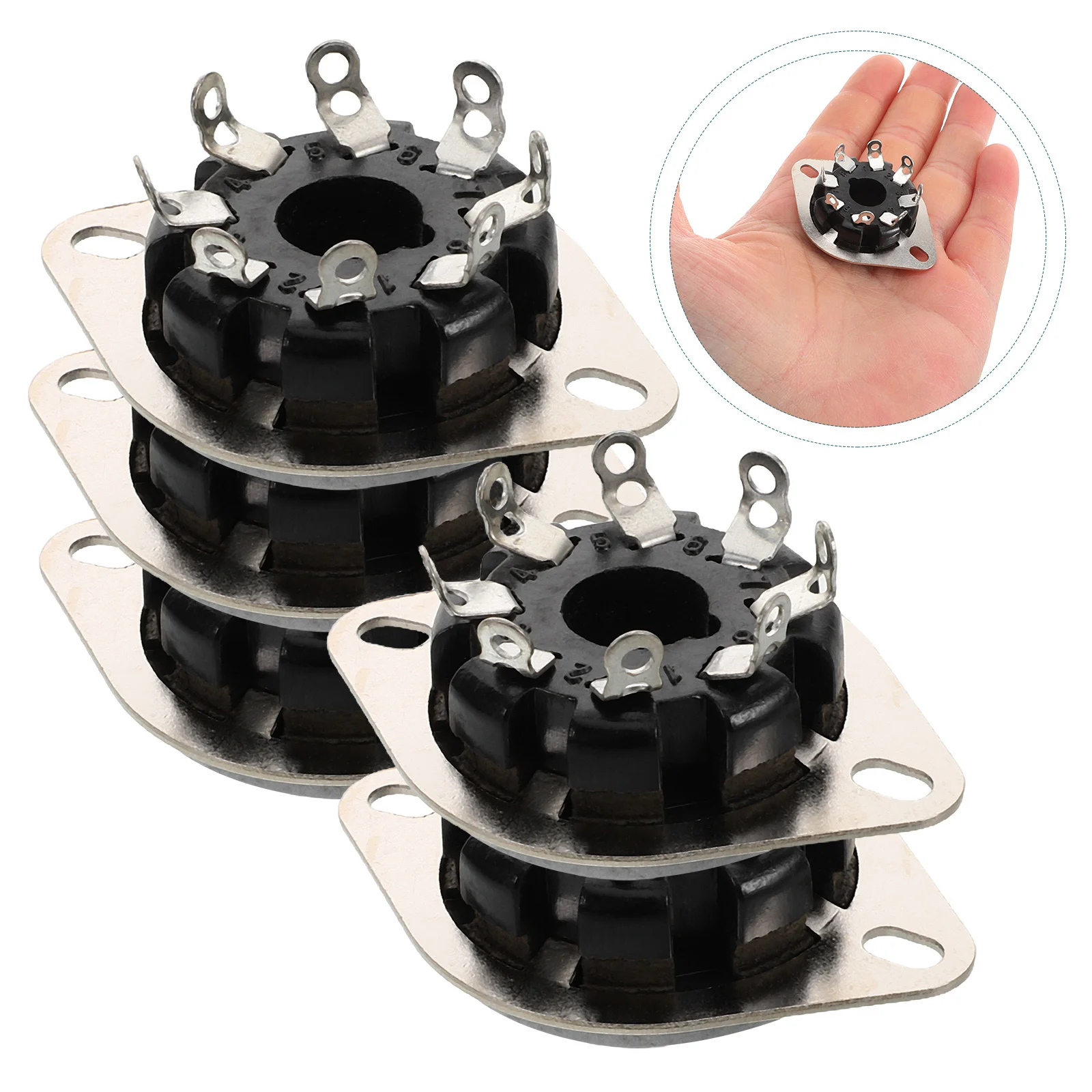 

5Pcs 8Pin Tube Socket Base Bakelite Electronic Valve Socket Enhanced Conductivity for Kt88 6550 El34 Amplifier Replacement