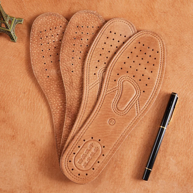 1 Pair Cowhide Insoles for Shoes Men Comfortable Deodorant Casual Leather Insole Feet Quality Genuine Leather Flats Shoe Sole image 6