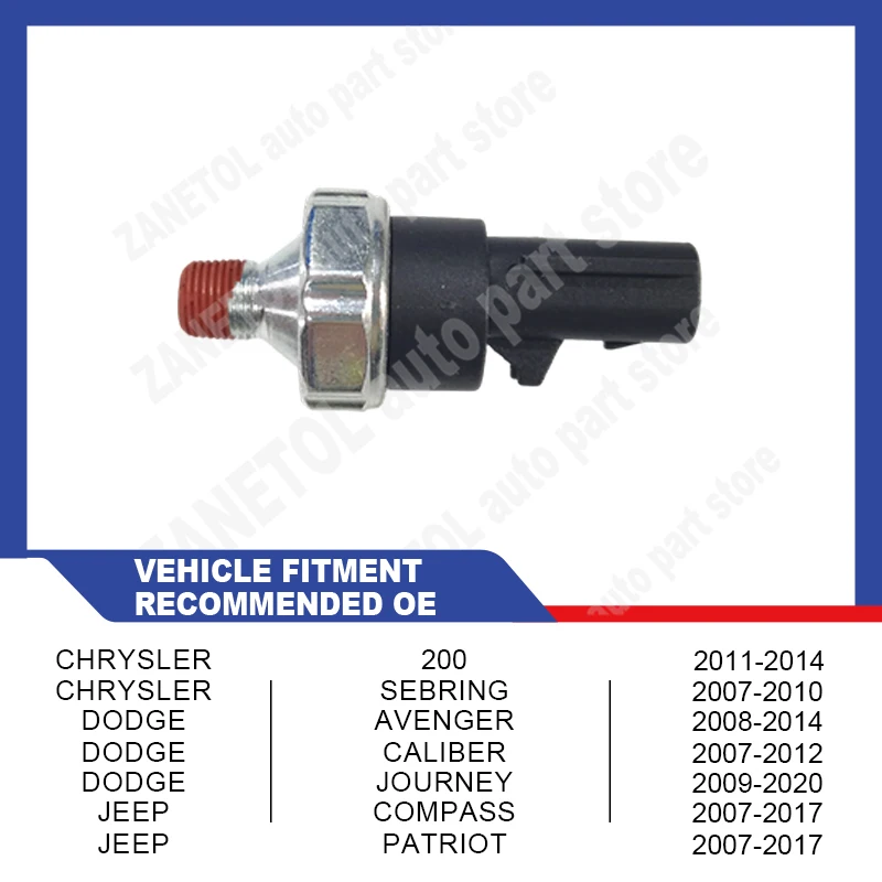 ZANETOL Parts Oil Pressure Sender / Switch for CHRYSLER 200 2011~2014 for JEEP COMPASS 2007~2017 68003360AA 5033317AB 5033317AC