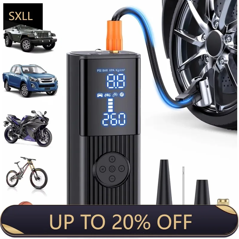 

SXLL Rechargeable latest air compressor tire inflator 150PSI car bicycle ball 12v Abarth car motorcycle scooter bicycle tire