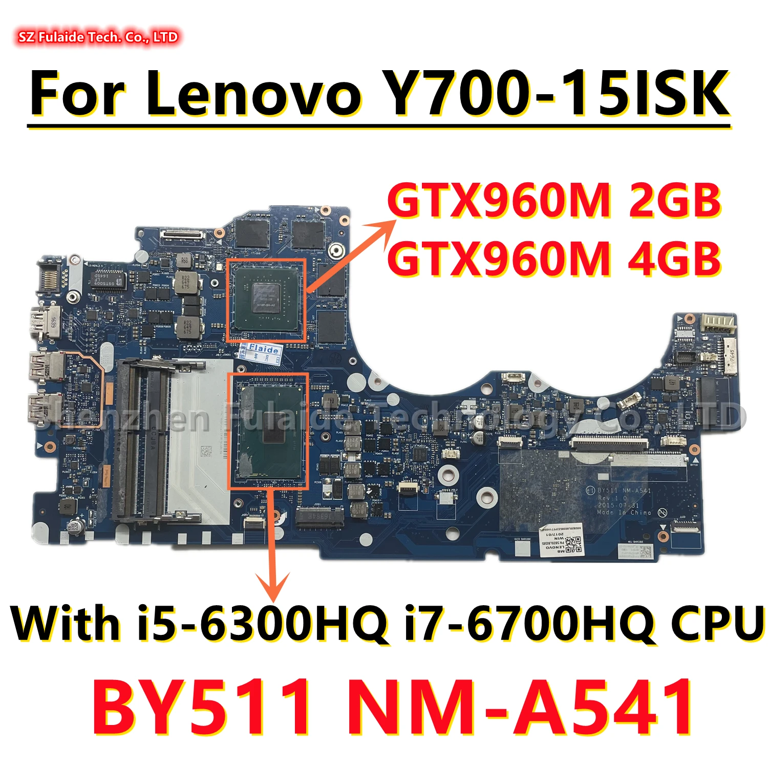 BY511 NM-A541 For Lenovo IdeaPad Y700-15ISK Laptop Motherboard i5