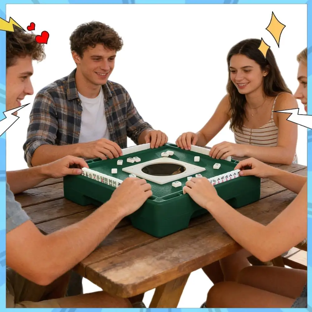 

Portable Mahjong Set with 144 Tiles & Travel Case Travel Mahjong Tile Set Board Game for Travel Family Gathering (Green)