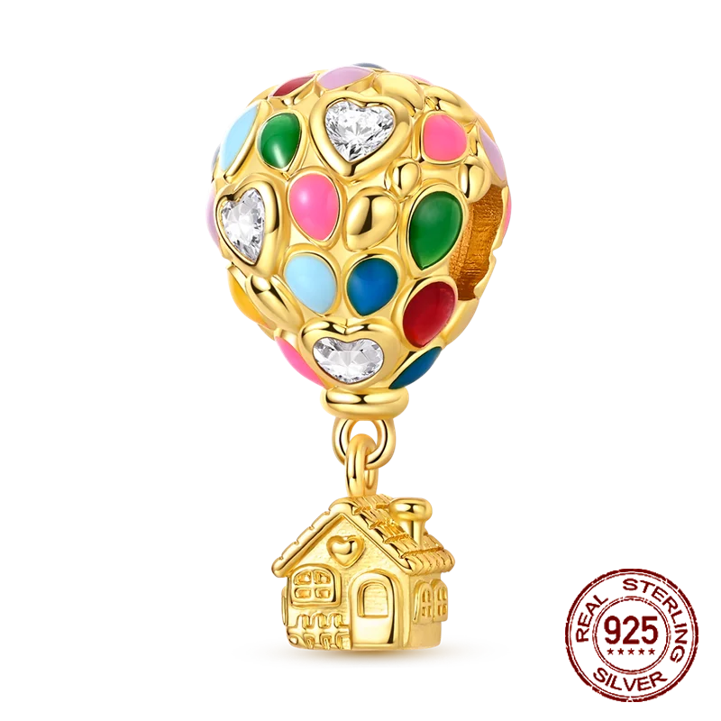 

Классический золотой переливающийся шар из стерлингового серебра 925 пробы, подвеска в виде воздушного шара, подходит для оригинальных браслетов, женские ювелирные изделия «сделай сам», подарок