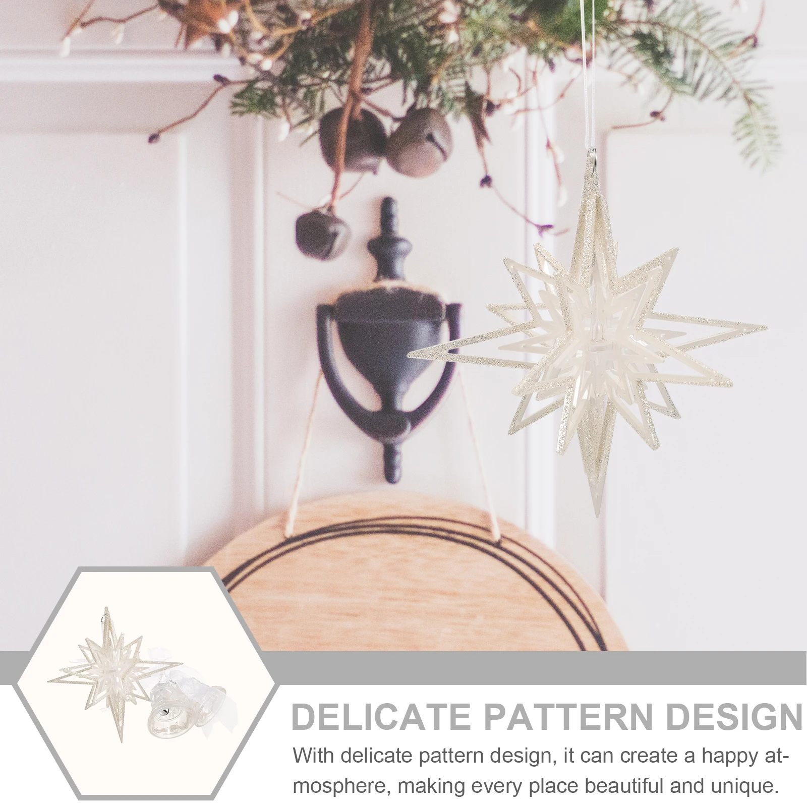 

2Pcs Xmas Tree Hanging Decor Star Shaped Bell Ornament for Christmas Party Home Garden Indoor Outdoor Use Hanging Bells Ornament