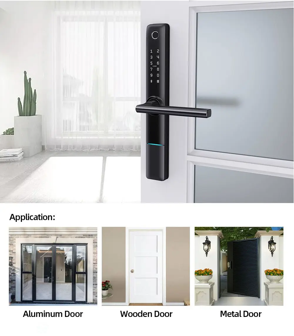 Tuya Biometric wifi Mobile App Life Waterproof Fingerprint Digital Electronic security  smart Door Locks home alarm system