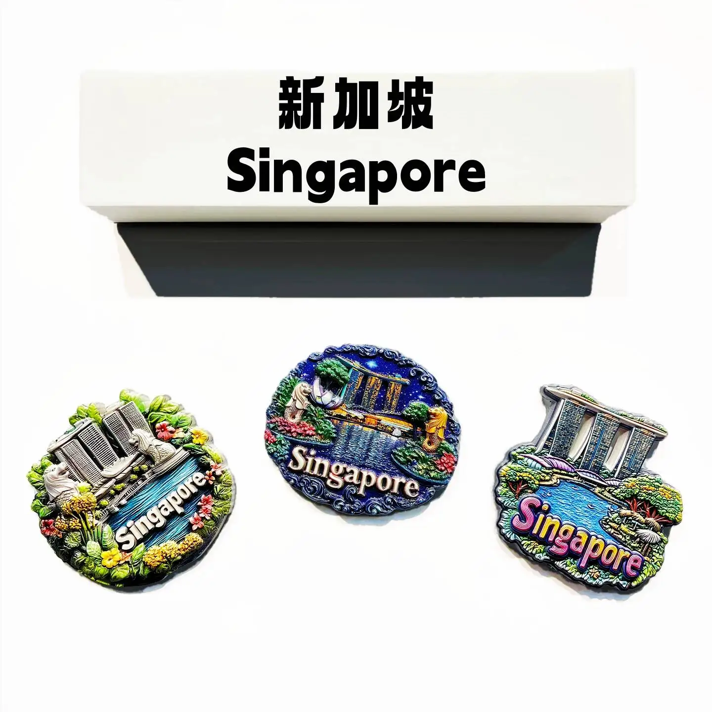 Southeast Asia Lion City Singapore Travel Souvenir Creative Landmark Merlion Decoration Magnetic Refrigerator Sticker