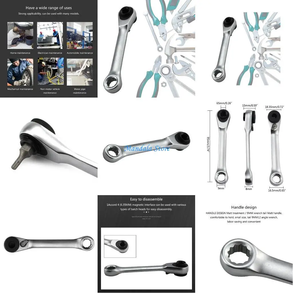 

U2JC 1/4" Ratchet Wrench 60 Teeth Double-Ended Extending Ratchet Socket Spanner Plate