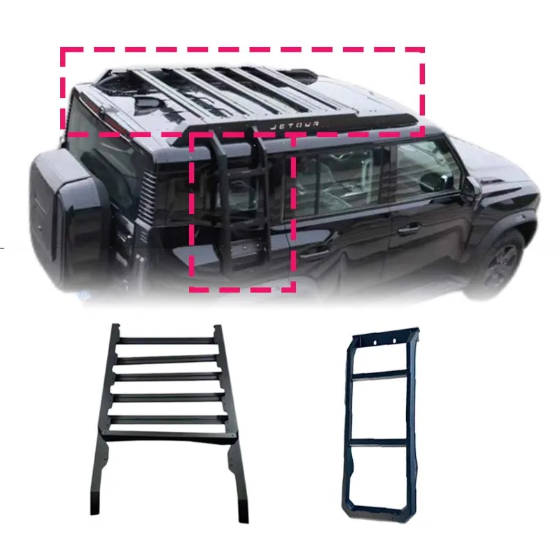 

For Jetour T2 2026 Accessories Luggage Roof Rack with Aluminium Alloy Side Ladder